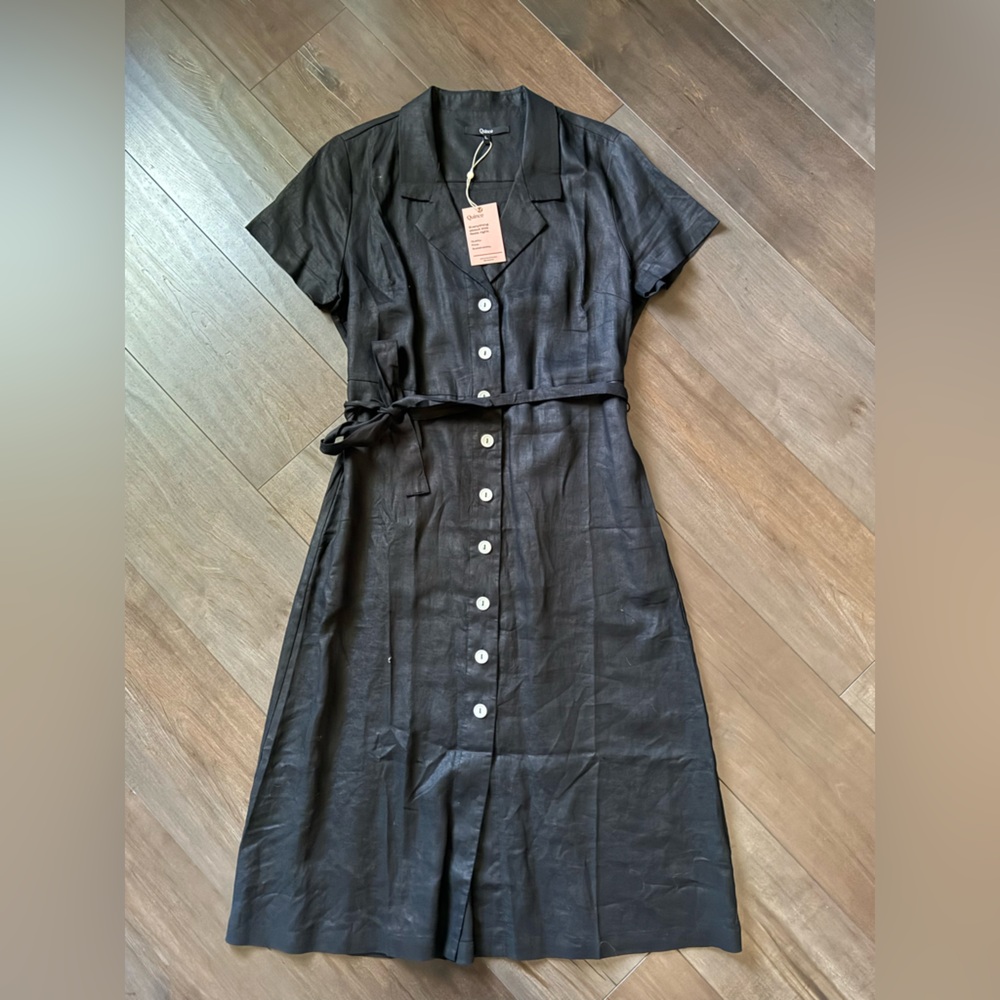 Quince 100% European Linen Button Front Dress